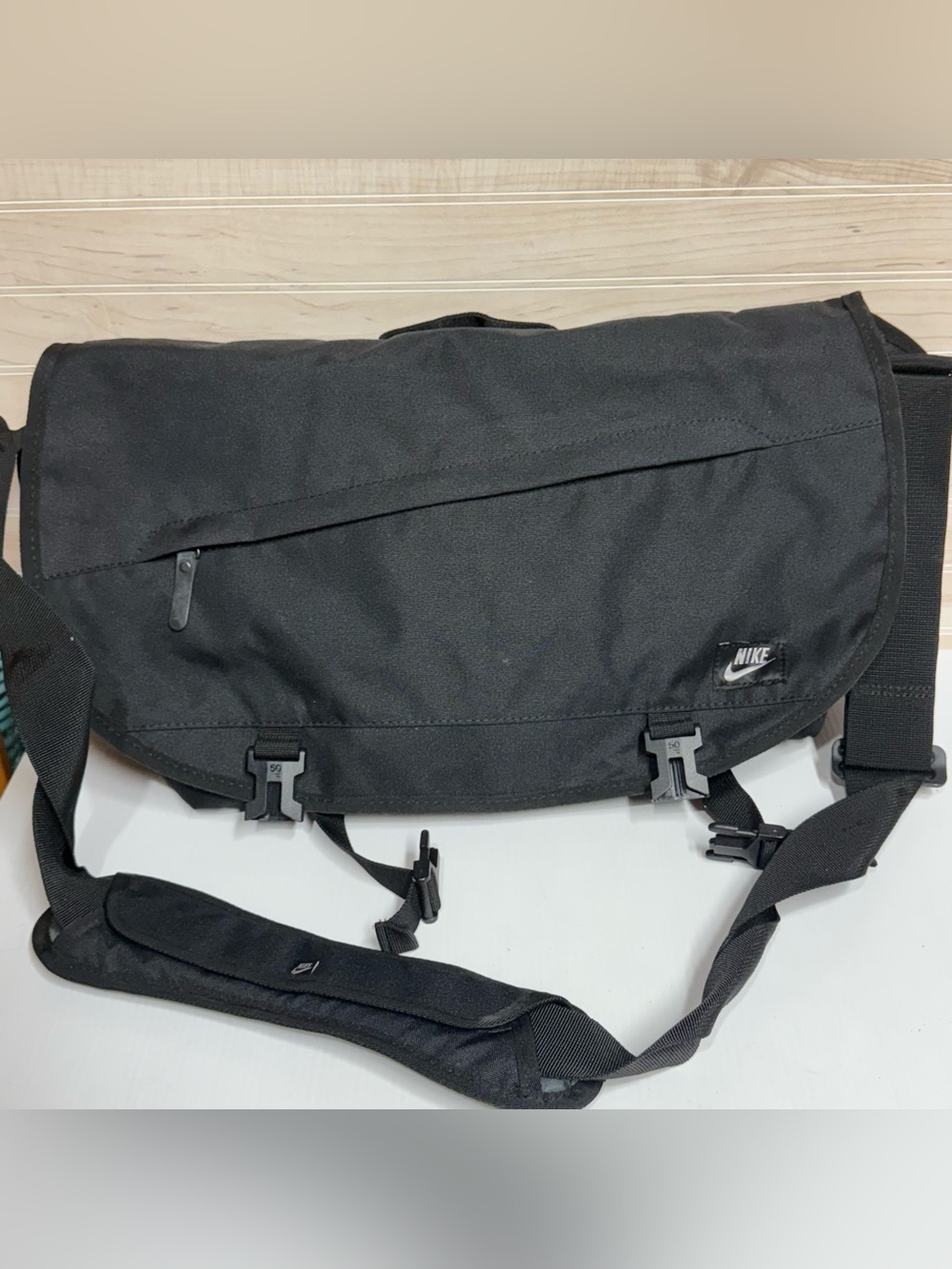 Nike Black Messenger Bag with Adjustable Shoulder Strap